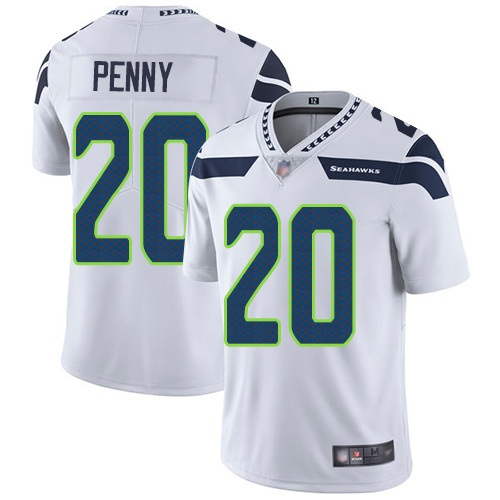 Seattle Seahawks Limited White Men Rashaad Penny Road Jersey NFL Football 20 Vapor Untouchable